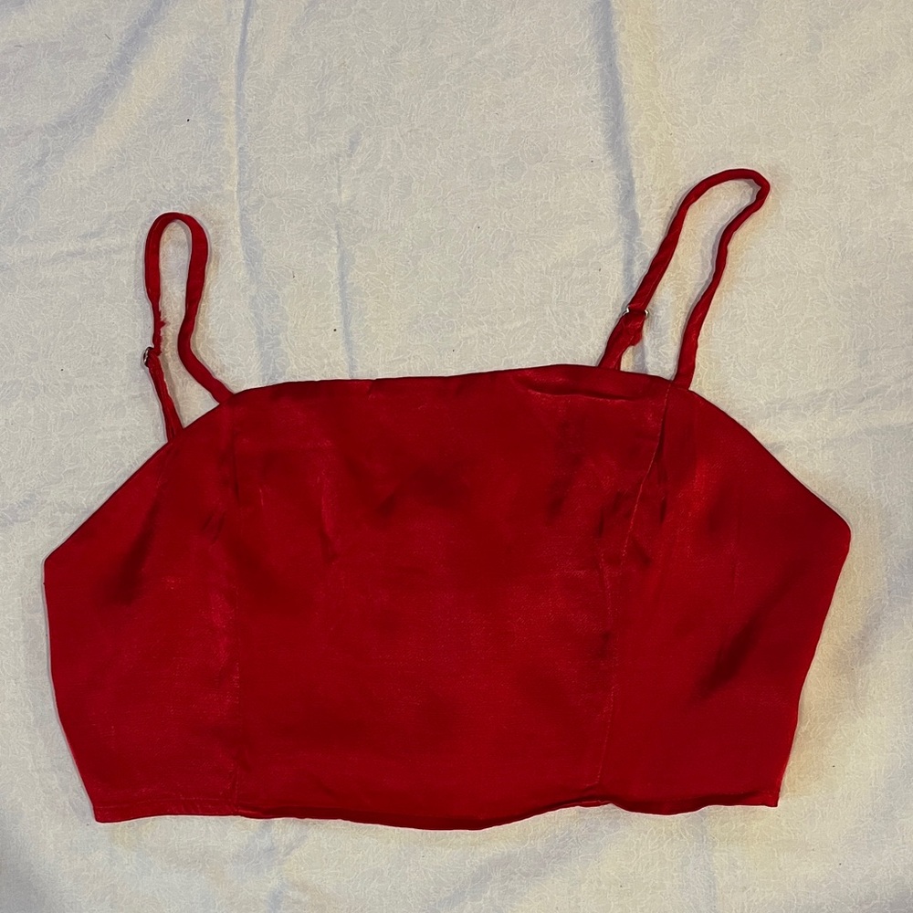 Forever 21 Scarlet Red Silky Crop Top
